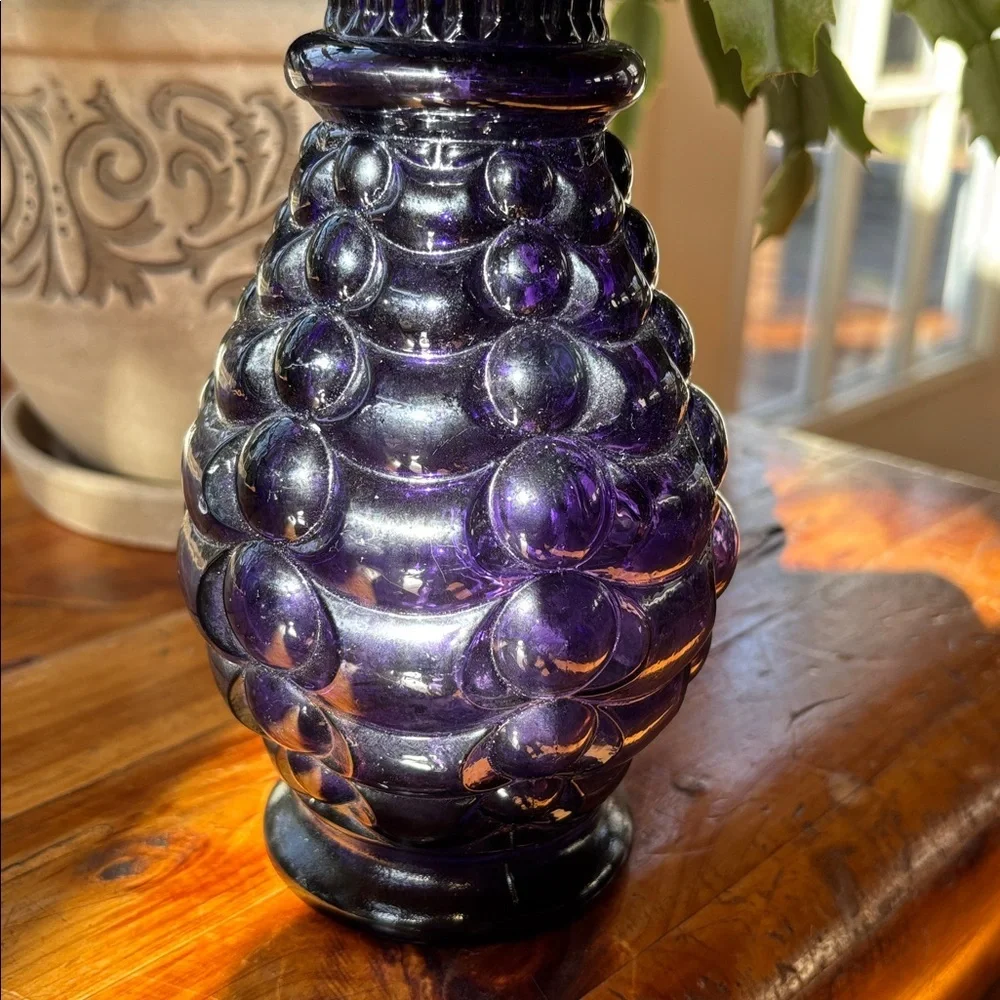 Vintage Weston Black Amethyst Glass Vase